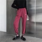 Contrast-trim Lettering Jogger Pants Red - One Size