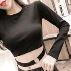 Strap Cropped Long Sleeve Top