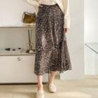 Ruffle-trim Long Floral Skirt