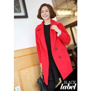 Wide-collar Wool Blend Coat