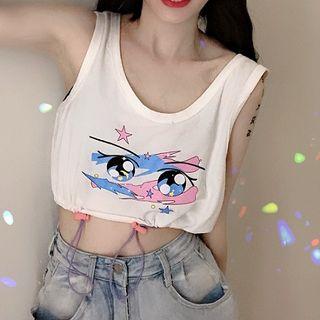 Short-sleeve Printed Cropped T-shirt / Tank Top