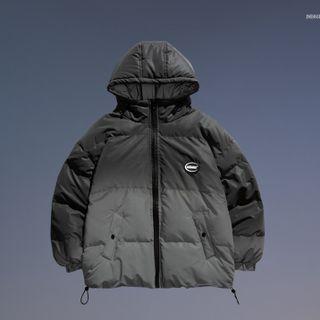 Gradient Hooded Padded Zip Jacket