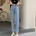 High-waist Pearl Pocket Shift Jeans