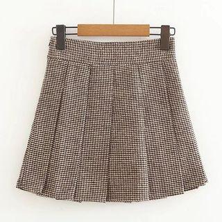 Tweed Pleated A-line Skirt
