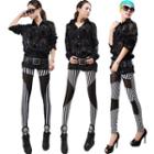 Mesh Insert Striped Leggings