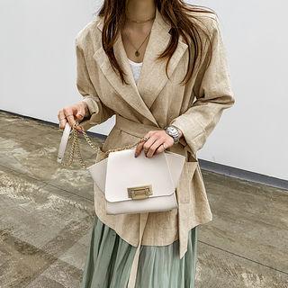 Linen Wrap Blazer With Sash Oatmeal - One Size
