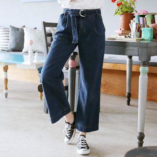 Wide-leg Jeans With Sash