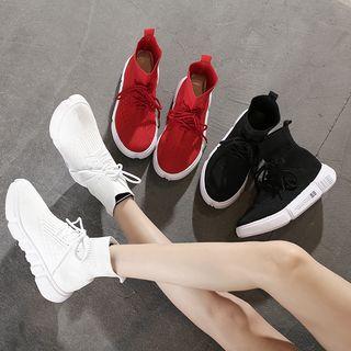 Fabric High-top Lace Up Sneakers