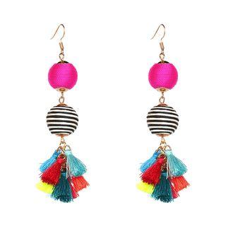 Tassel & Ball Dangle Hook Earring