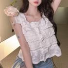 Sleeveless Lace Top Top - White - One Size