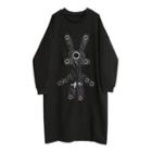 Long-sleeve Rabbit Embroidered Midi Dress Black - One Size