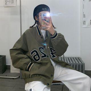 Printed Letter Baseball Jacket