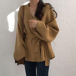 V-neck Tie-waist Cardigan