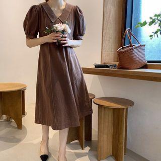 Chelsea-collar Stitched Seam-trim Dress