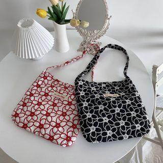 Embroidered Floral Shoulder Bag