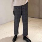 Cropped Houndstooth Straight Cut Pants