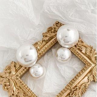 Faux Pearl Alloy Rectangle Earring 1 Pair - White - One Size