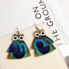 Peacock-feather Owl Earrings