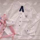 Japanese Character Embroidered Shirt White - One Size