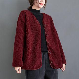 V-neck Fleece Coat