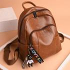 Faux Leather Bear Accent Backpack