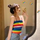 Rainbow-stripe Sleeveless Crop Top As Shown In Figure - One Size