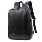 Plain Faux Leather Zip Backpack Black - One Size