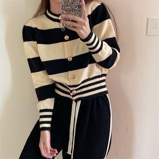 Striped Button-up Knit Crop Top