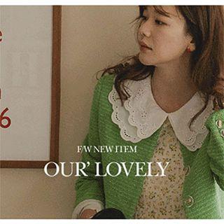 Lace-collar Quilted Floral Blouse