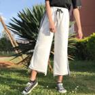 Contrast-trim Wide-leg Sweatpants Milky White - One Size