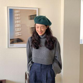 Turtleneck Cropped Woolen Sweater