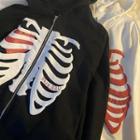 Skeleton Print Zip-up Hooded Jacket