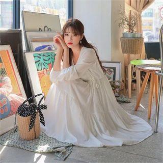 Gathered Shirred A-line Dress
