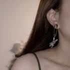 Safety Pin Rhinestone Rabbit Drop Earring 1 Pc - Silver - One Size