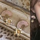 Alloy Flower & Fan Dangle Earring 1 Pair - 0060a - Gold - One Size