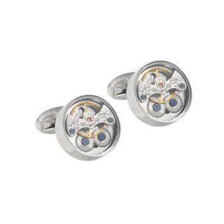 Fashion Punk Mechanical Movement Geometric Round Cufflinks Silver - One Size