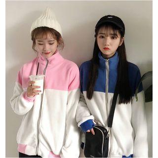 Two-tone High-neck Zip Jacket
