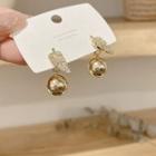 Leaf Bead Drop Earring 1 Pair - Gold - One Size