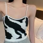 Zebra Print Cropped Camisole Top White - One Size
