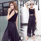 Set: Sleeveless Top + Dotted Pants