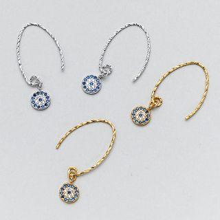 925 Sterling Silver Rhinestone Evil Eye Dangle Earring