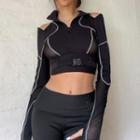 Zip Collar Panel Crop Top