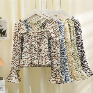 Off-shoulder Smocked Printed Crop Top In 5 Colors