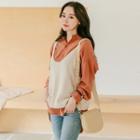 U-neck Sleeveless Waffle-knit Top