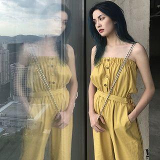 Cropped Wide-leg Tube Jumpsuit