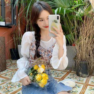 Floral Camisole Top / Long-sleeve Blouse