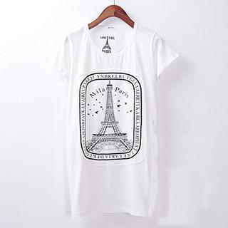 Eiffel Tower Print Short-sleeve T-shirt