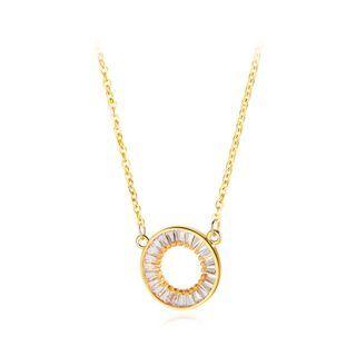 Fashion Simple Plated Gold Geometric Round Necklace With Cubic Zircon Golden - One Size