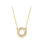 Fashion Simple Plated Gold Geometric Round Necklace With Cubic Zircon Golden - One Size