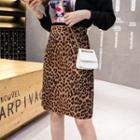 Leopard Print Print Midi Skirt